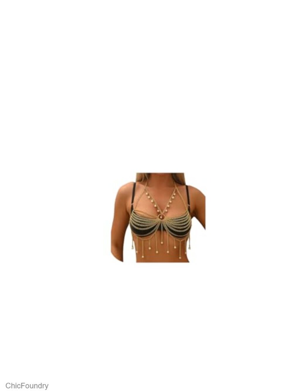 Pearl Bead Tassel Body Chain Bra Festival Rave Lingerie Chain Jewelry